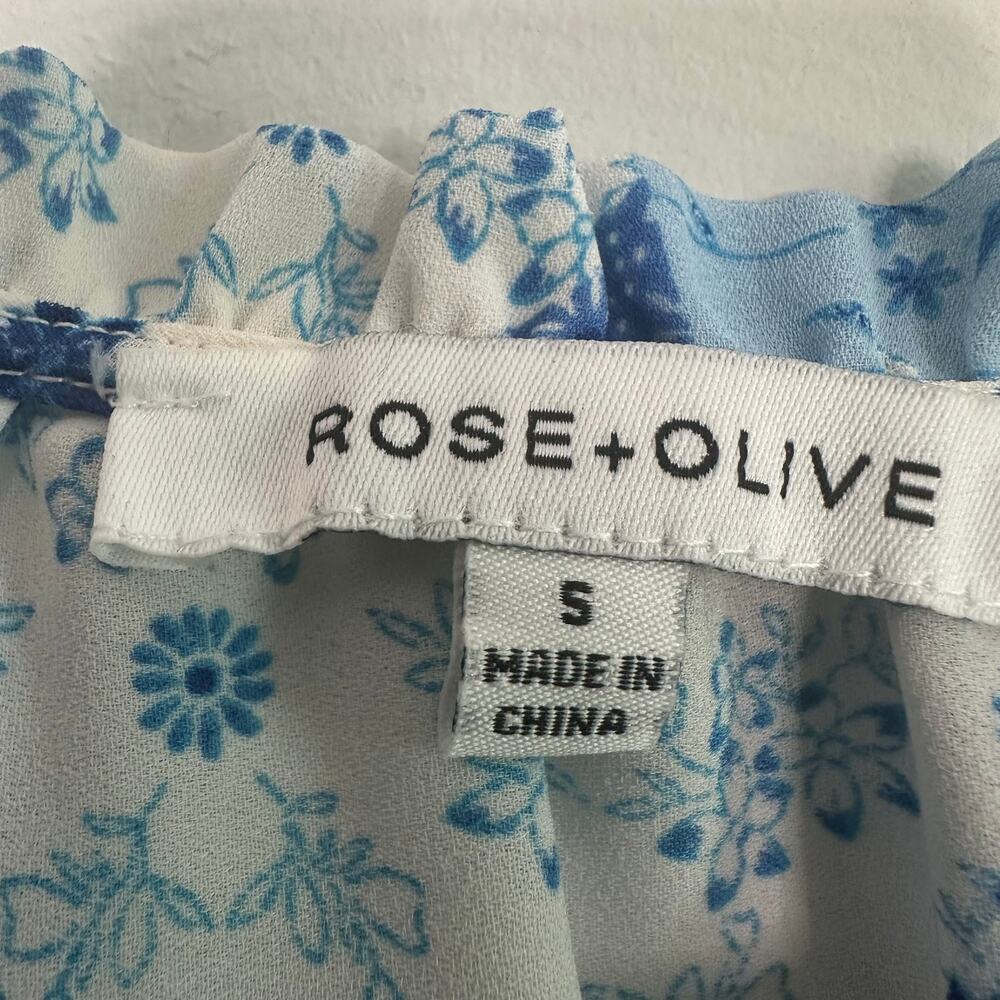 Rose + Olive Blue Floral Patchwork Lightweight Pu… - image 6